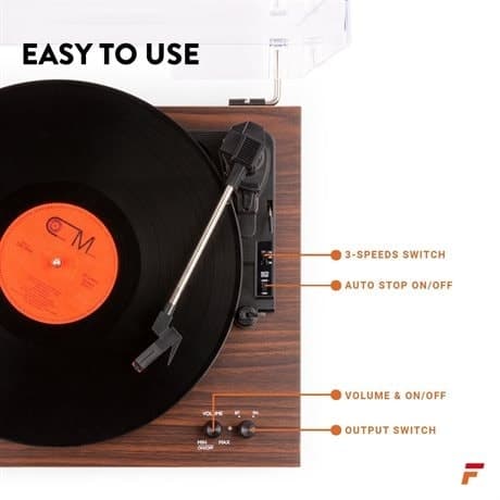 Fenton RP165C stereo skivspelare med Bluetooth och högtalare - Körsbär