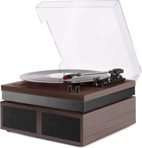 Fenton RP165D stereo skivspelare med Bluetooth och högtalare - Mörkbrun (trä)