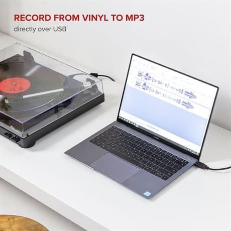 Audizio RP310 hifi skivspelare med automatisk retur och mp3-inspelning - Svart