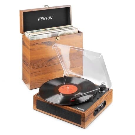 Fenton RP170L skivspelare med Bluetooth och matchande skivcase - Lightwood