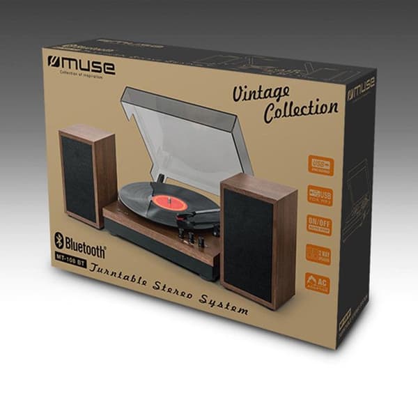 Muse 3 Speed 33/45/78t Stereo Vinyl skivspelare med Bluetooth träeffekt - MT-108BT