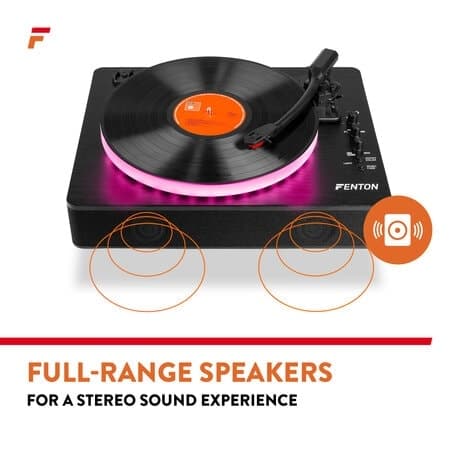Fenton RP162LED retro skivspelare med Bluetooth in/ut - LED-ring - Svart