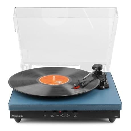 Audizio RP113D - Skivspelare i full storlek med Bluetooth in/ut - USB - Inbyggda högtalare - Blå