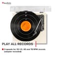 Miniatyrbild 5 av 11: Audizio RP113C - Skivspelare i full storlek med Bluetooth in/ut - USB - Inbyggda högtalare - Cream