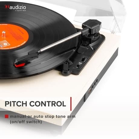 Audizio RP113C - Skivspelare i full storlek med Bluetooth in/ut - USB - Inbyggda högtalare - Cream