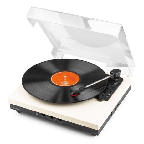 Audizio RP113C - Skivspelare i full storlek med Bluetooth in/ut - USB - Inbyggda högtalare - Cream