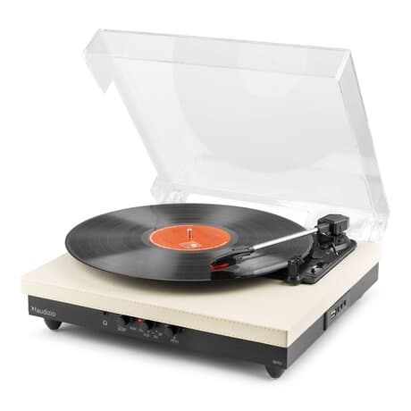 Audizio RP113C - Skivspelare i full storlek med Bluetooth in/ut - USB - Inbyggda högtalare - Cream