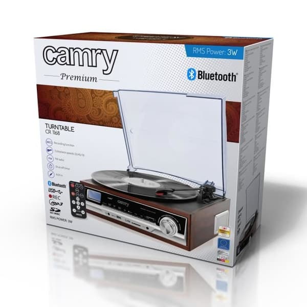 Camry CR 1168 Skivspelare med Bluetooth Radio / MP3 / USB / SD / Inspelning