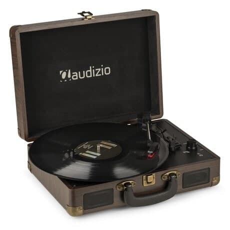 Audizio RP114W - Retro skivspelare i trälookfodral - skivspelare med högtalare och PC-mjukvara