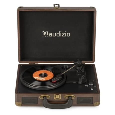 Audizio RP114W - Retro skivspelare i trälookfodral - skivspelare med högtalare och PC-mjukvara