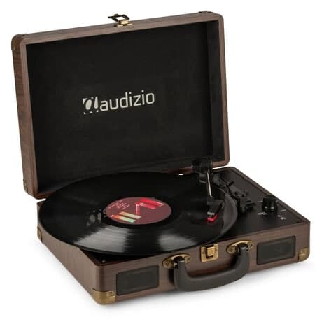 Audizio RP114W - Retro skivspelare i trälookfodral - skivspelare med högtalare och PC-mjukvara