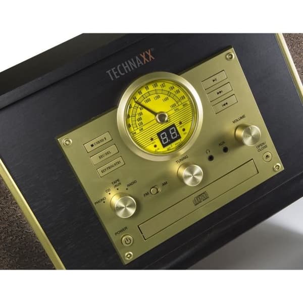 TECHNAXX TX-103 Retro Allt-i-ett Vinyl skivspelare - Digitaliseringsfunktion - Phono, Kassett, CD, USB, Bluetooth, SD, AUX–IN, FM-radio -
