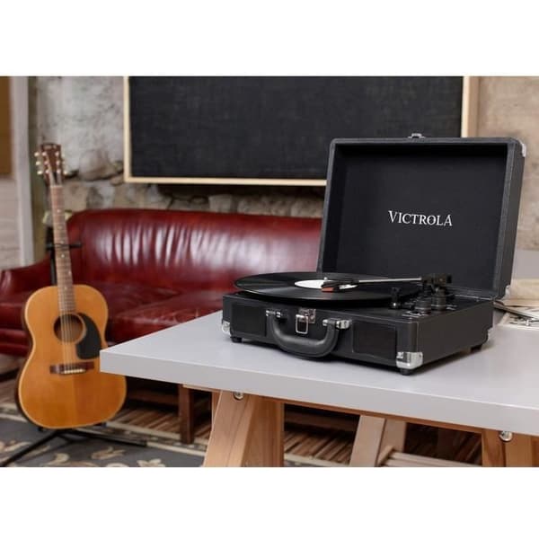 VICTROLA Resväska Skivspelare - Bluetooth - 3 hastigheter - Svart