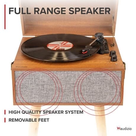 Audizio Fremont retro skivspelare med stativ  - Skivspelare Bluetooth med avtagbara ben