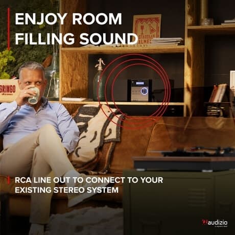 Audizio RP112D skivspelare med Bluetooth IN/OUT och inbyggda högtalare - Darkwood