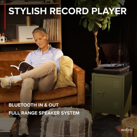 Audizio RP112D skivspelare med Bluetooth IN/OUT och inbyggda högtalare - Darkwood
