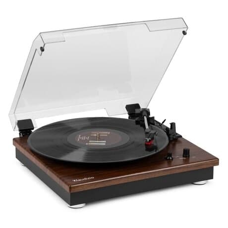 Audizio RP112D skivspelare med Bluetooth IN/OUT och inbyggda högtalare - Darkwood