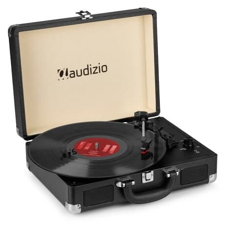Audizio RP114BK - Retro skivspelare i svart fodral - skivspelare med högtalare och PC-mjukvara