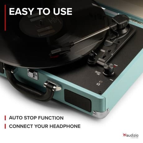 Audizio RP114BL - Retro skivspelare i blått fodral - skivspelare med högtalare och PC-mjukvara