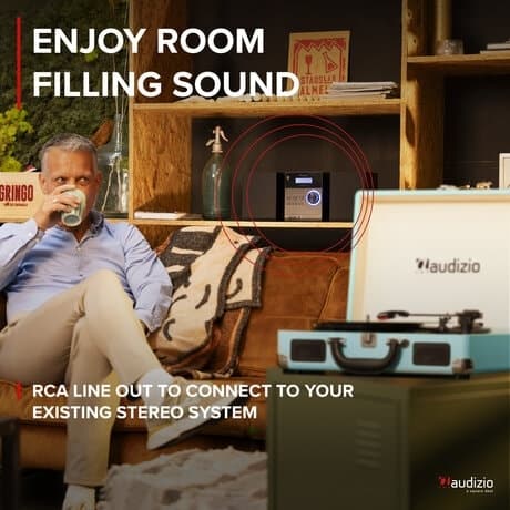Audizio RP114BL - Retro skivspelare i blått fodral - skivspelare med högtalare och PC-mjukvara