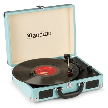 Audizio RP114BL - Retro skivspelare i blått fodral - skivspelare med högtalare och PC-mjukvara