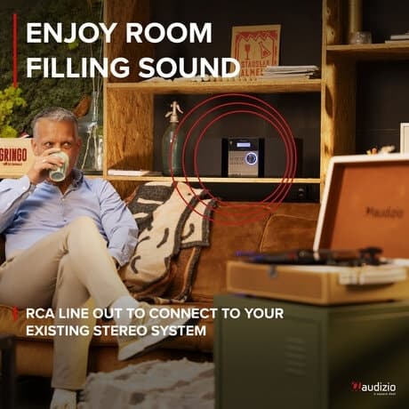 Audizio RP119 - Retro skivspelare med Bluetooth i brunt/vitt hölje - skivspelare med högtalare