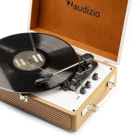 Audizio RP119 - Retro skivspelare med Bluetooth i brunt/vitt hölje - skivspelare med högtalare