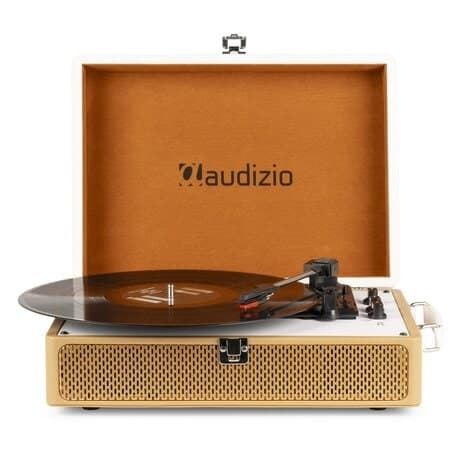 Audizio RP119 - Retro skivspelare med Bluetooth i brunt/vitt hölje - skivspelare med högtalare