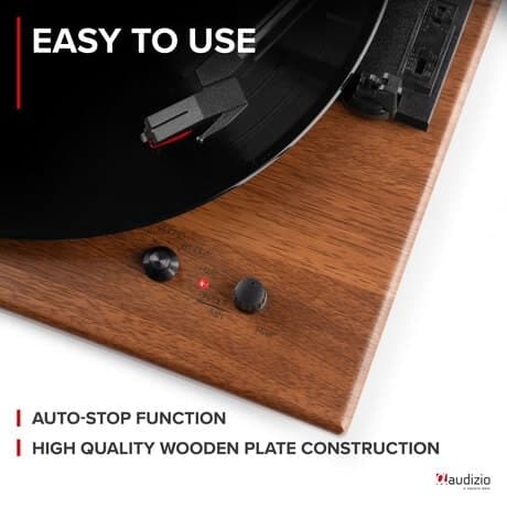 Audizio RP112L skivspelare med Bluetooth IN/OUT och inbyggda högtalare - Lightwood