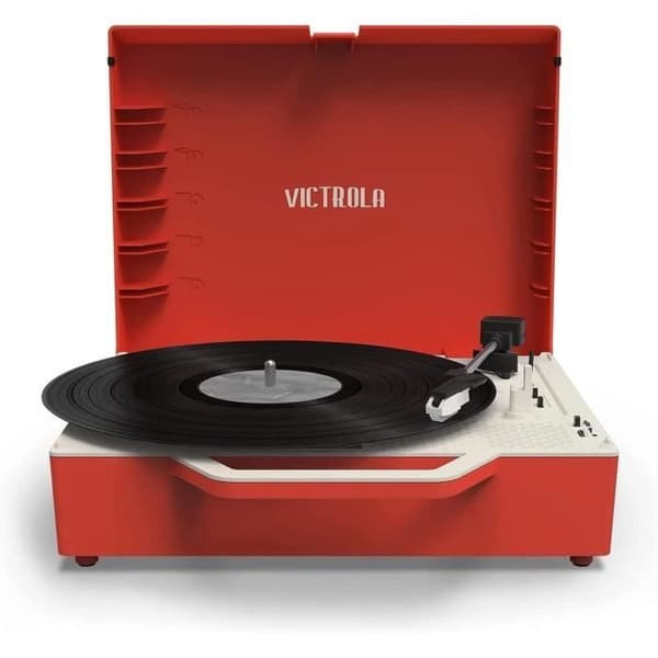VICTROLA RE-SPIN Ekodesignad vinyl skivspelare - Röd
