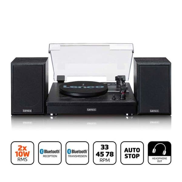 Vinyl skivspelare - LENCO - LS-101BK - 2 högtalare, Bluetooth 5.0, Trä