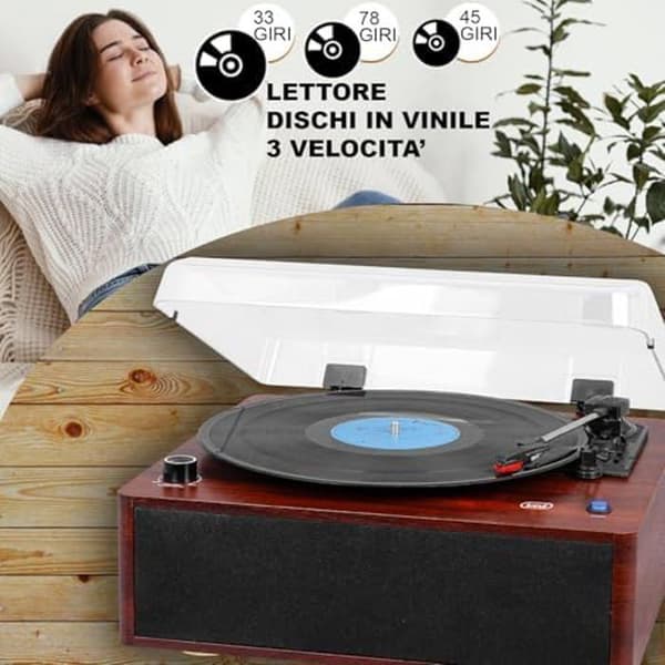 Turna gramofon - TREVI - TT 1030 BT - Elegant trä - Trådlös ljudin- och utgång - 33/45/78 varv