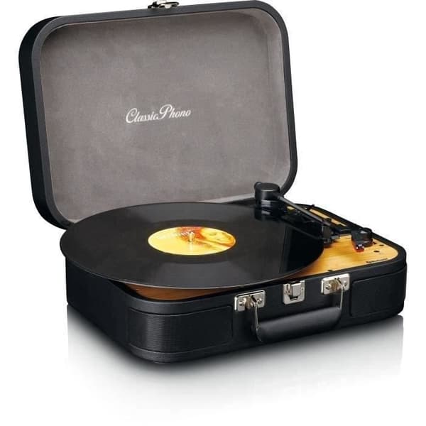 Retro Bluetooth vinylspelare - LENCO - TT-116BK - Inbyggda högtalare, USB