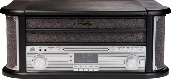 Denver MRD-51 Retro Pladespiller, CD, USB, Kassettebånd, FM og DAB Radio, Sort