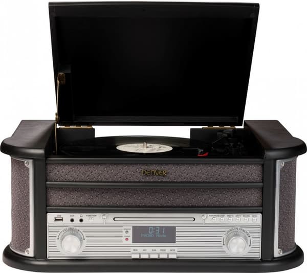 Denver MRD-51 Retro Pladespiller, CD, USB, Kassettebånd, FM og DAB Radio, Sort
