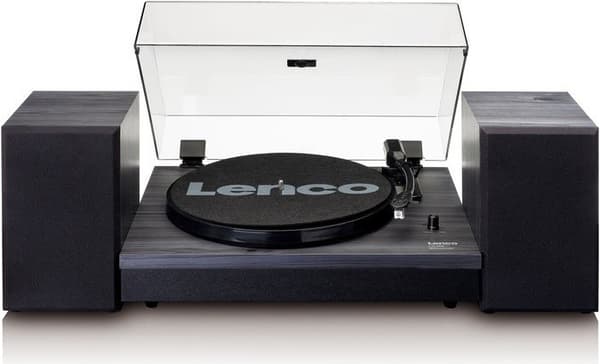 Lenco LS 300 levysoitin Bluetooth-kaiuttimilla, musta