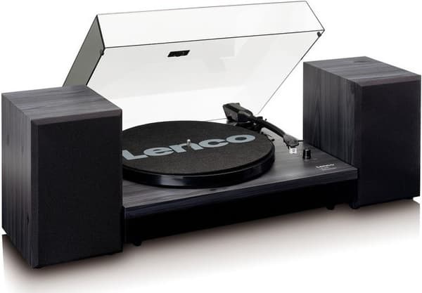 Lenco LS 300 levysoitin Bluetooth-kaiuttimilla, musta