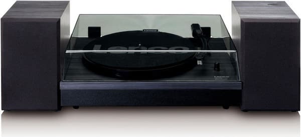 Lenco LS 300 levysoitin Bluetooth-kaiuttimilla, musta