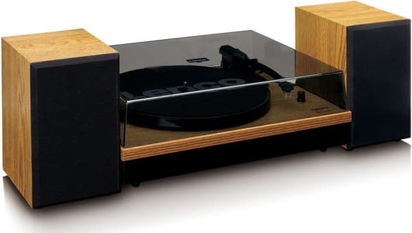 Lenco LS 300 pladespiller i trækabinet + højttalere / Bluetooth / 2x RCA-udgang / AUX-indgang