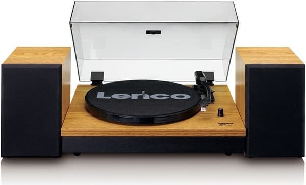 Lenco LS 300 pladespiller i trækabinet + højttalere / Bluetooth / 2x RCA-udgang / AUX-indgang