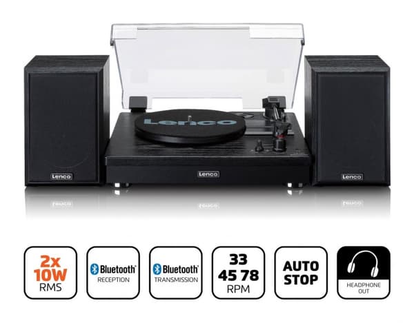 Lenco LS-101BK pladespiller med Bluetooth-højttalere