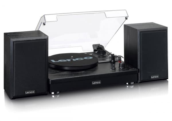 Lenco LS-101BK pladespiller med Bluetooth-højttalere