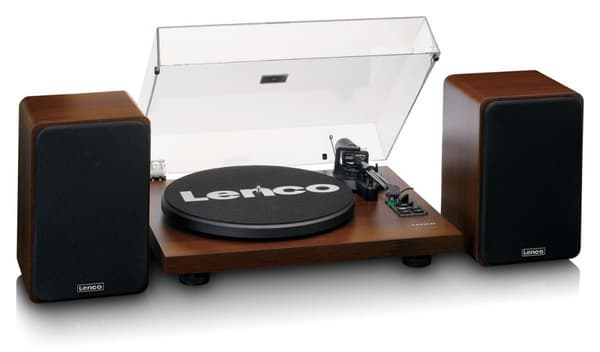 Lenco LS-600WA pladespiller (valnød) + højttalere HiFi-sæt