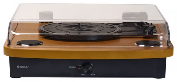 Denver VPL-230 - Levysoitin, jossa sisäänrakennetut kaiuttimet, Bluetooth, USB sekä SD- ja MP3-korttipaikka, pähkinäpuu