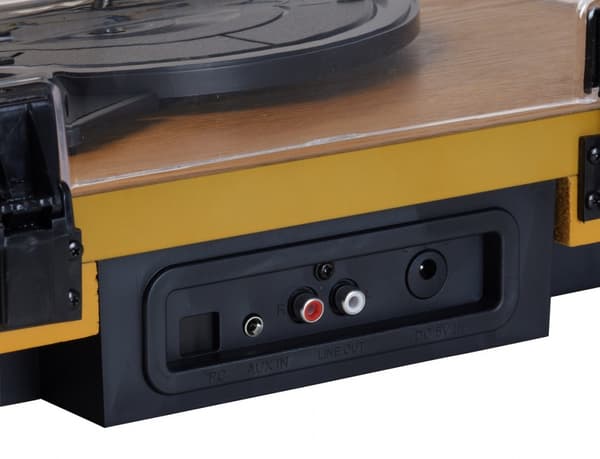 Denver VPL-230 - Levysoitin, jossa sisäänrakennetut kaiuttimet, Bluetooth, USB sekä SD- ja MP3-korttipaikka, pähkinäpuu