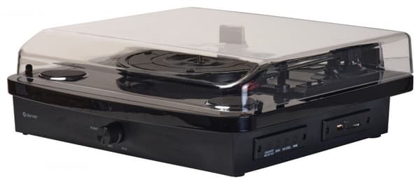 Denver VPL-230 - Pladespiller med indbyggede højttalere, Bluetooth, USB og SD- og MP3-kortslot, sort