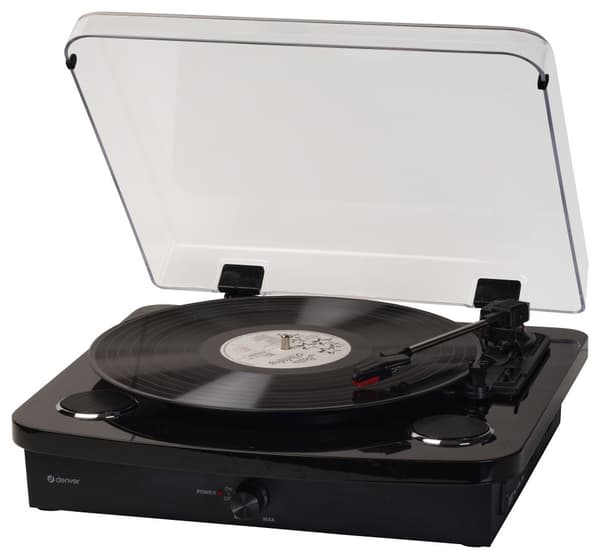 Denver VPL-230 - Pladespiller med indbyggede højttalere, Bluetooth, USB og SD- og MP3-kortslot, sort