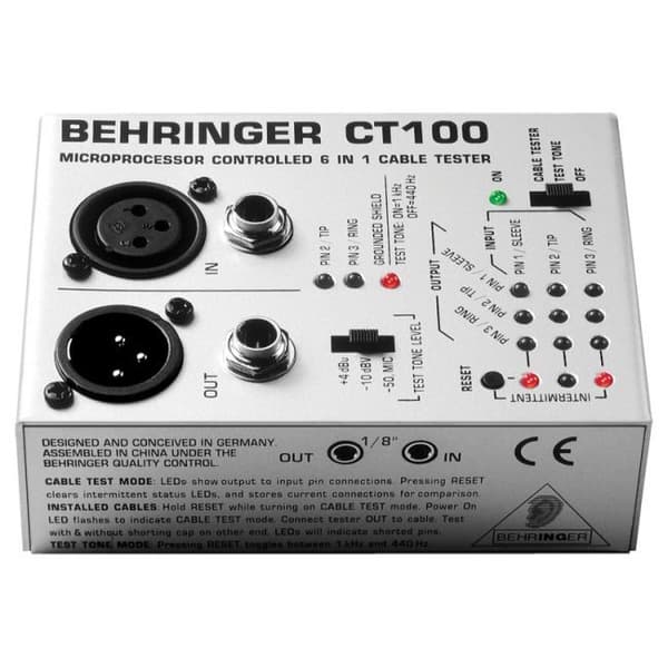 Kabeltestare - BEHRINGER - CT100 - XLR-kontakter, mono och symmetriska kontakter - Flera testlägen