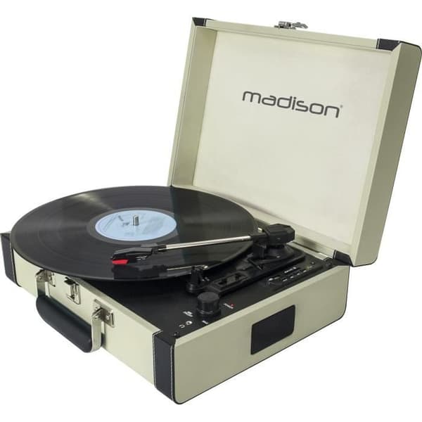 MADISON MAD-RETROCASE-CR - vinylskivspelare 33/45/78 rpm - USB- och SD-inspelningsfunktion - Bluetooth - Integrerade högtalare