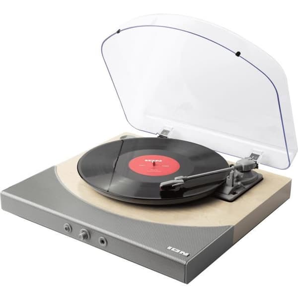 Ion PREMIERLPWOOD USB vinyl skivspelare med HP, Aux och Bluetooth - Naturlig - Halvautomatisk - 33/45/78 rpm